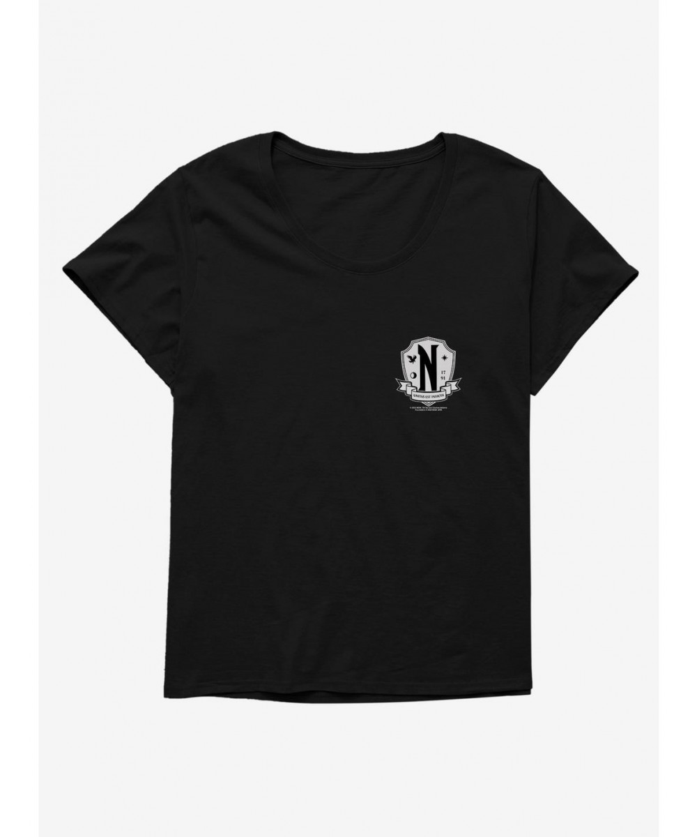 Premium Wednesday Nevermore Academy Crest Girls T-Shirt Plus Size $9.87 T-Shirts