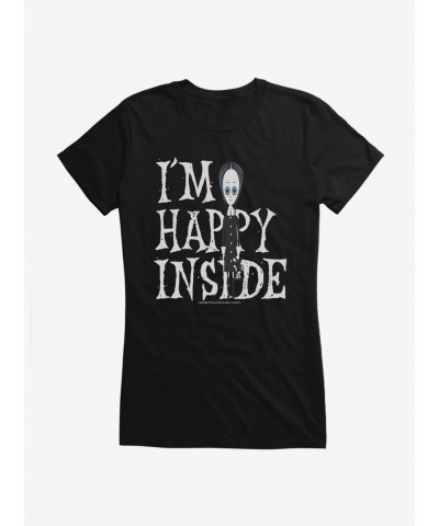 Trendy Addams Family I'm Happy Inside Girls T-Shirt $11.21 T-Shirts