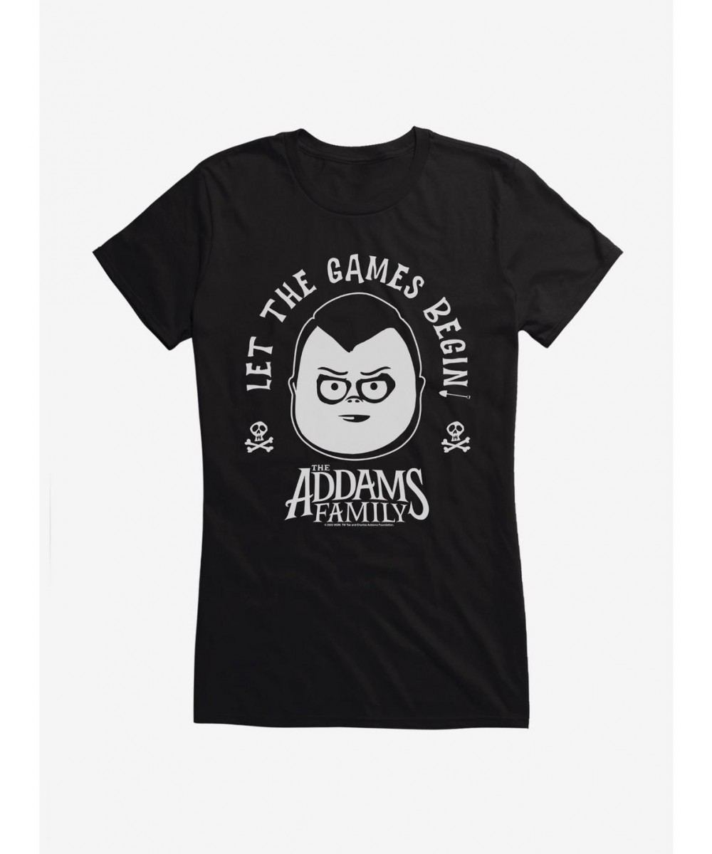 Sale Item Addams Family Movie Let The Games Begin Girls T-Shirt $10.71 T-Shirts