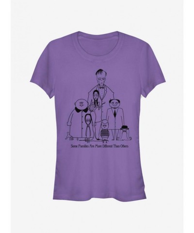 Low Price The Addams Family Family Portrait Simple Girls T-Shirt $11.70 T-Shirts