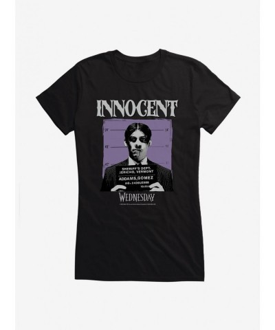 Hot Sale Wednesday Innocent Gomez Mug Shot Girls T-Shirt $10.21 T-Shirts