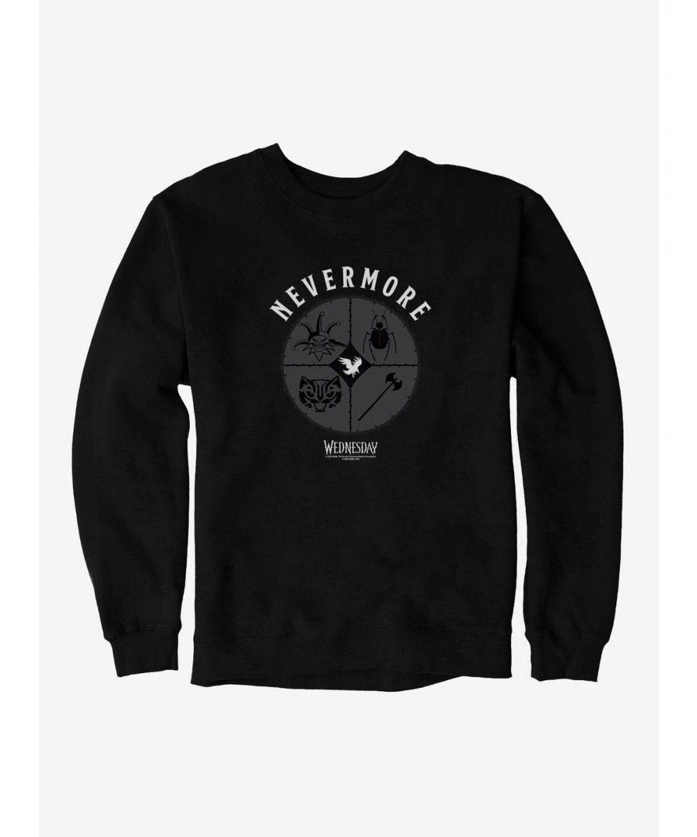 Discount Wednesday Nevermore Icon Set Sweatshirt $17.34 Sweatshirts