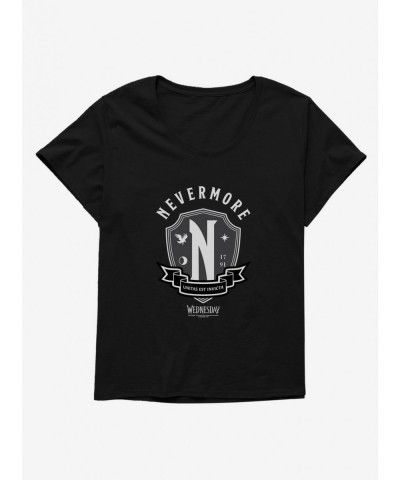 Sale Item Wednesday Nevermore Academy Emblem Girls T-Shirt Plus Size $11.66 T-Shirts