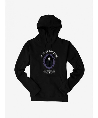 Discount Wednesday Love Is Torture Hoodie $20.21 Hoodies