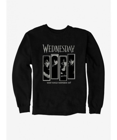 New Arrival Wednesday What Would Wednesday Do? Panels Sweatshirt $15.87 Sweatshirts