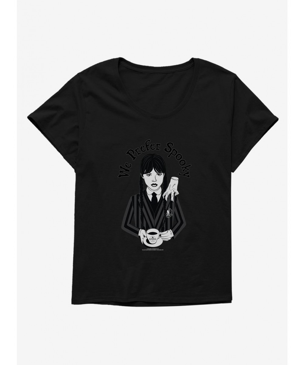 Bestselling Wednesday We Prefer Spooky Girls T-Shirt Plus Size $12.56 T-Shirts