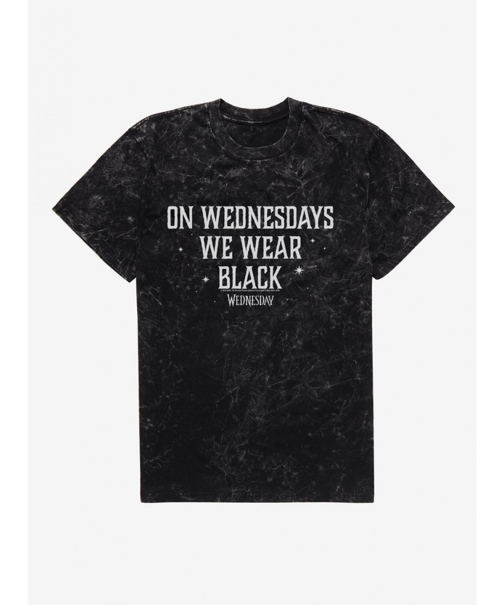 Cheap Sale Wednesday On Wednesdays We Wear Black Mineral Wash T-Shirt $8.03 T-Shirts