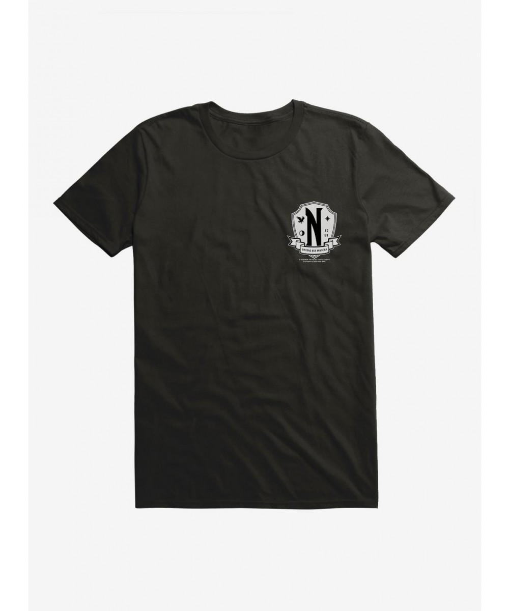 Sale Item Wednesday Nevermore Academy Crest T-Shirt $11.47 T-Shirts